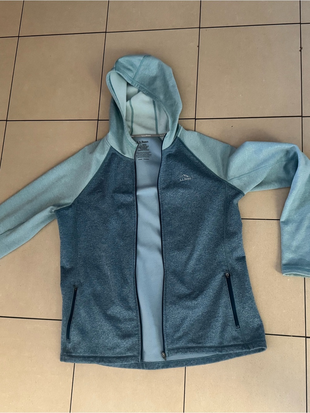 L.L. Bean Women's Two-Tone Teal Hooded Zip Up